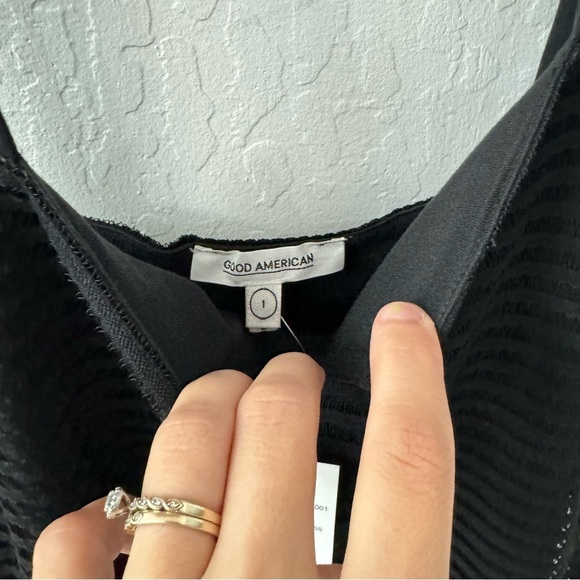 Good American V Neck Gold Studs Mesh Midi Dress Size 1 - Picture 4 of 8